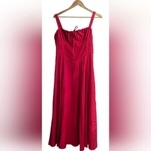 Red Ruched Bustier Sundress New